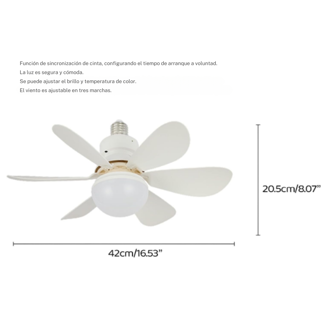 Ventilador con ampolleta Led